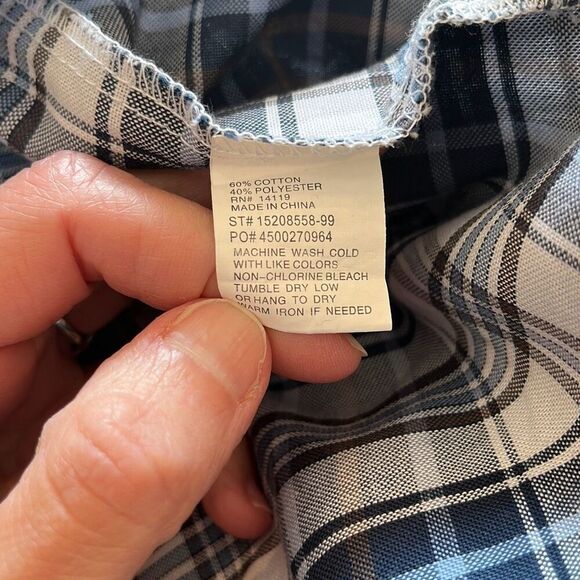 Ely Cattleman Blue Plaid Short Sleeve Pearl Snap XXL - Picture 4 of 4